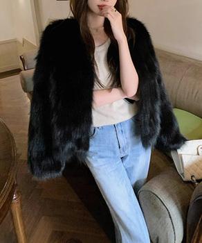 ノーカラーフェイクファージャケット 送料無料 即日発送-7