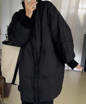 スタンドカラー中綿ダウンコート ゆったり 送料無料 即日発送-3
