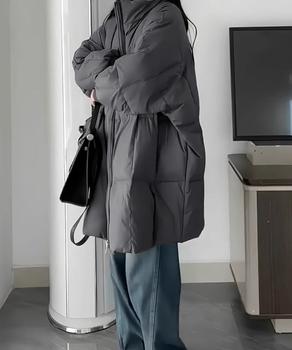 スタンドカラー中綿ダウンコート ゆったり 送料無料 即日発送-6