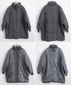スタンドカラー中綿ダウンコート ゆったり 送料無料 即日発送-8