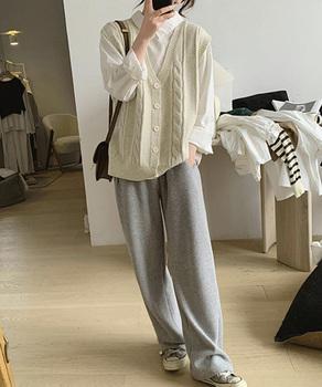 Vネックニットベストレディースニットジレ　オフィスカジュアル ノースリーブニットトップス 送料無料 即日発送-5