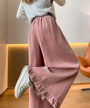 フリル裾ワイドパンツ コーデュロイパンツ 送料無料 即日発送-7