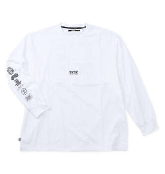 大きいサイズ SY32 by SWEET YEARS マルチロゴ長袖Tシャツ 3L 4L 5L 6L ホワイト ラッピング可 送料無料 即日発送-1