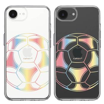 iPhone16e ケース クリア サッカーボール カラー スマホケース 側面ソフト 背面ハード ハイブリッド 送料無料-1