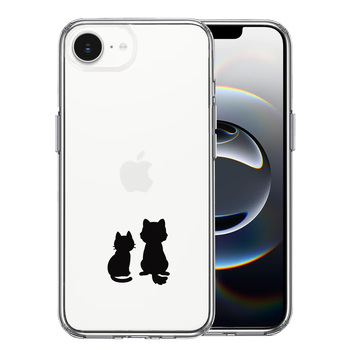 iPhone16e ケース クリア わんこ にゃんこ ほっこり お月見 スマホケース 側面ソフト 背面ハード ハイブリッド  送料無料-0