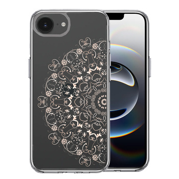 iPhone16e ケース クリア 曼荼羅 花柄 スマホケース 側面ソフト 背面ハード ハイブリッド  送料無料-0