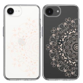 iPhone16e ケース クリア 曼荼羅 花柄 スマホケース 側面ソフト 背面ハード ハイブリッド  送料無料-1