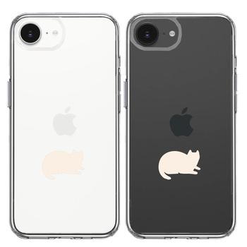 iPhone16e ケース クリア にゃんこ 伏せ ホワイト スマホケース 側面ソフト 背面ハード ハイブリッド  送料無料-1