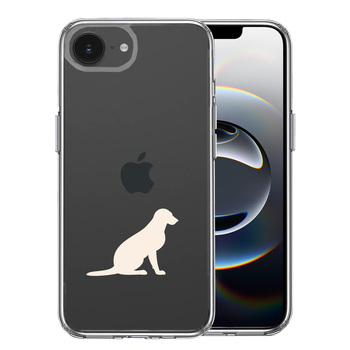 iPhone16e ケース クリア 犬 シルエット ラブラドールレトリバー2 白 スマホケース 側面ソフト 背面ハード ハイブリッド 送料無料-0