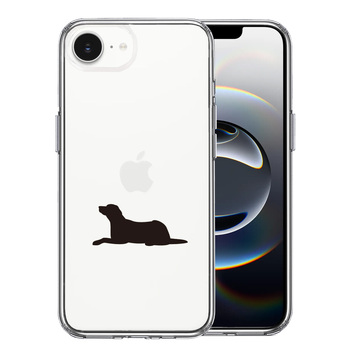 iPhone16e ケース クリア 犬 シルエット ラブラドールレトリバー スマホケース 側面ソフト 背面ハード ハイブリッド  送料無料-0