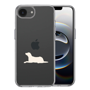 iPhone16e ケース クリア 犬 シルエット ラブラドールレトリバー 白 スマホケース 側面ソフト 背面ハード ハイブリッド 送料無料-0
