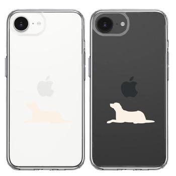 iPhone16e ケース クリア 犬 シルエット ラブラドールレトリバー 白 スマホケース 側面ソフト 背面ハード ハイブリッド 送料無料-1