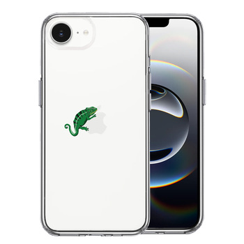iPhone16e 側面ソフト 背面ハード ハイブリッド クリア ケース カメレオン 2 爬虫類 送料無料-0