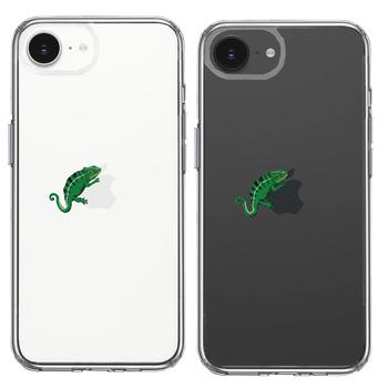 iPhone16e 側面ソフト 背面ハード ハイブリッド クリア ケース カメレオン 2 爬虫類 送料無料-1