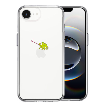 iPhone16e 側面ソフト 背面ハード ハイブリッド クリア ケース カメレオン 爬虫類 送料無料-0