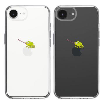 iPhone16e 側面ソフト 背面ハード ハイブリッド クリア ケース カメレオン 爬虫類 送料無料-1