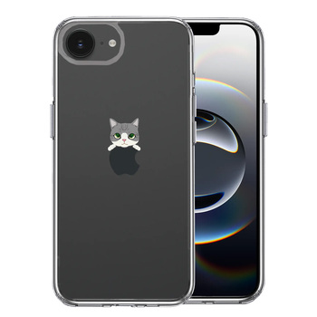 iPhone16e ケース クリア のっかり ネコ サバトラ スマホケース 側面ソフト 背面ハード ハイブリッド  送料無料-0