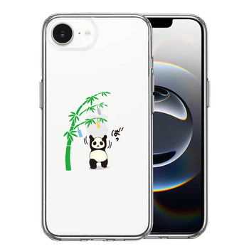 iPhone16e 側面ソフト 背面ハード ハイブリッド クリア ケース パンダ apple は重い 笹と共に 送料無料-0