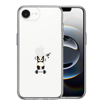 iPhone16e ケース クリア パンダ 筋トレ ダンベル スマホケース 側面ソフト 背面ハード ハイブリッド 送料無料-0