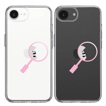 iPhone16e ケース クリア よく見たら パンダ 抱きついてた! スマホケース 側面ソフト 背面ハード ハイブリッド 送料無料-1
