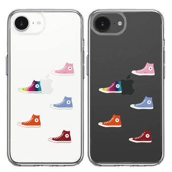 iPhone16e ケース クリア シェル スニーカー スマホケース 側面ソフト 背面ハード ハイブリッド 送料無料-1