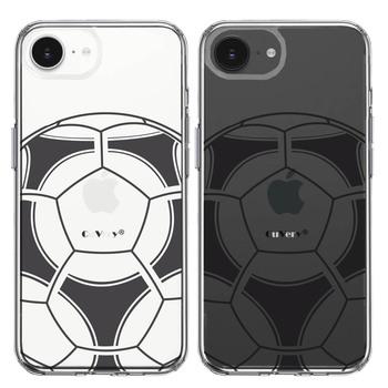 iPhone16e ケース クリア サッカーボール I Love Soccer スマホケース 側面ソフト 背面ハード ハイブリッド  送料無料-1