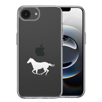 iPhone16e ケース クリア 馬 サラブレット 白馬 スマホケース 側面ソフト 背面ハード ハイブリッド 送料無料-0