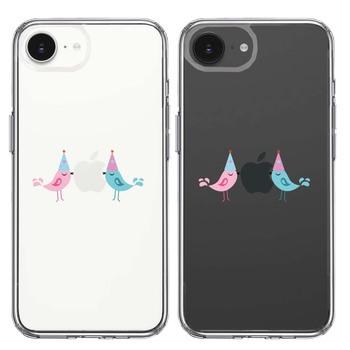 iPhone16e ケース クリア 可愛い 鳥 カップル スマホケース 側面ソフト 背面ハード ハイブリッド 送料無料-1