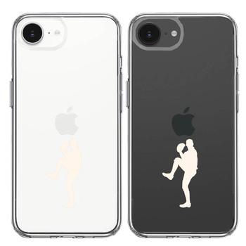 iPhone16e ケース クリア 野球 ピッチャー ホワイト スマホケース 側面ソフト 背面ハード ハイブリッド 送料無料-1