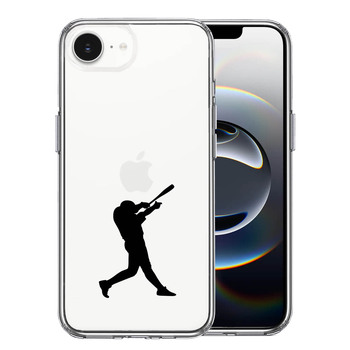 iPhone16e ケース クリア 野球 バッター スマホケース 側面ソフト 背面ハード ハイブリッド 送料無料-0