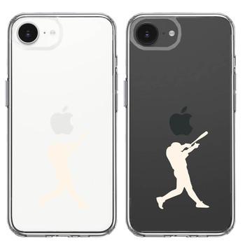iPhone16e ケース クリア 野球 バッター ホワイト スマホケース 側面ソフト 背面ハード ハイブリッド 送料無料-1