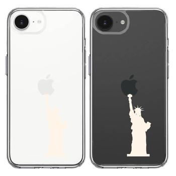 iPhone16e ケース クリア 自由の女神 ホワイト スマホケース 側面ソフト 背面ハード ハイブリッド  送料無料-1