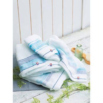 今治 フルフセレクト フェイスタオル1P F 90100 しゅすボーダー 3個セット 送料無料-1