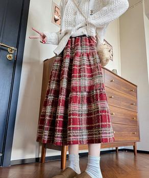 フレアスカート Aライン チェック柄秋冬 送料無料 即日発送-5
