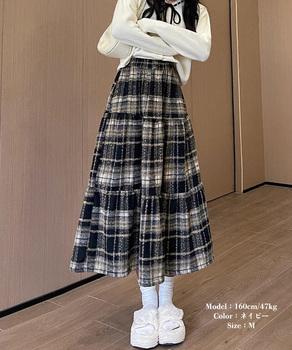 フレアスカート Aライン チェック柄秋冬 送料無料 即日発送-7