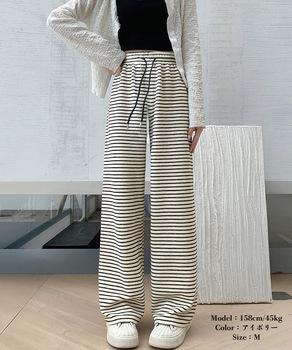 イージーパンツ ロング丈 ボーダー 新作 送料無料 即日発送-3