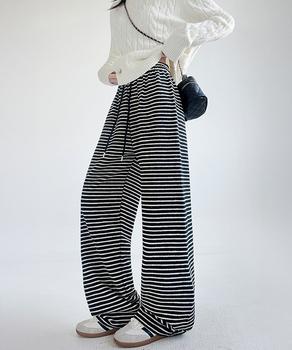 イージーパンツ ロング丈 ボーダー 新作 送料無料 即日発送-4