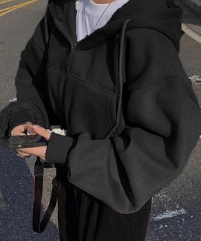 ジップパーカー裏起毛ショート丈フーディー 送料無料 即日発送-2