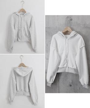 ジップパーカー裏起毛ショート丈フーディー 送料無料 即日発送-8