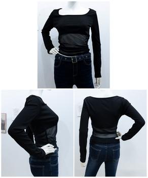 チュール切り替え 長袖Tシャツレディース 送料無料 即日発送-8