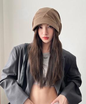 コーデュロイ ツバ付きキャスケット 小顔 送料無料 即日発送-7