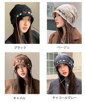 装飾付き ルーズキャップレディース 小顔 送料無料 即日発送-1