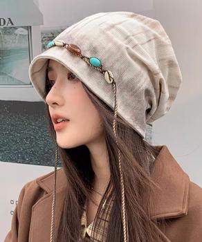 装飾付き ルーズキャップレディース 小顔 送料無料 即日発送-4