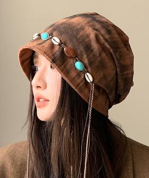 装飾付き ルーズキャップレディース 小顔 送料無料 即日発送-6