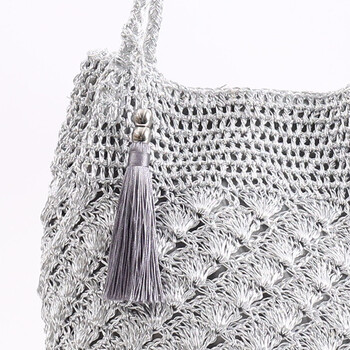 メタリック柄編み ロングハンドル トートバッグ 定番 COOCO 送料無料 即日発送-10