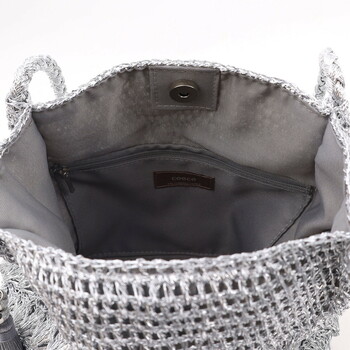 メタリック柄編み ロングハンドル トートバッグ 定番 COOCO 送料無料 即日発送-11