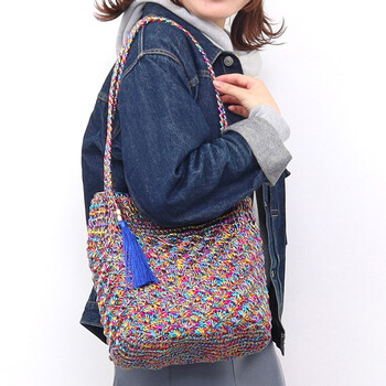 メタリック柄編み ロングハンドル トートバッグ 定番 COOCO 送料無料 即日発送-25