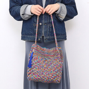 メタリック柄編み ロングハンドル トートバッグ 定番 COOCO 送料無料 即日発送-26