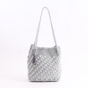 メタリック柄編み ロングハンドル トートバッグ 定番 COOCO 送料無料 即日発送-3