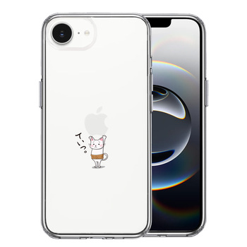 iPhone16e ケース クリア 猫 ネコ 腹巻 Appleは重いなぁ スマホケース 側面ソフト 背面ハード ハイブリッド  送料無料-0